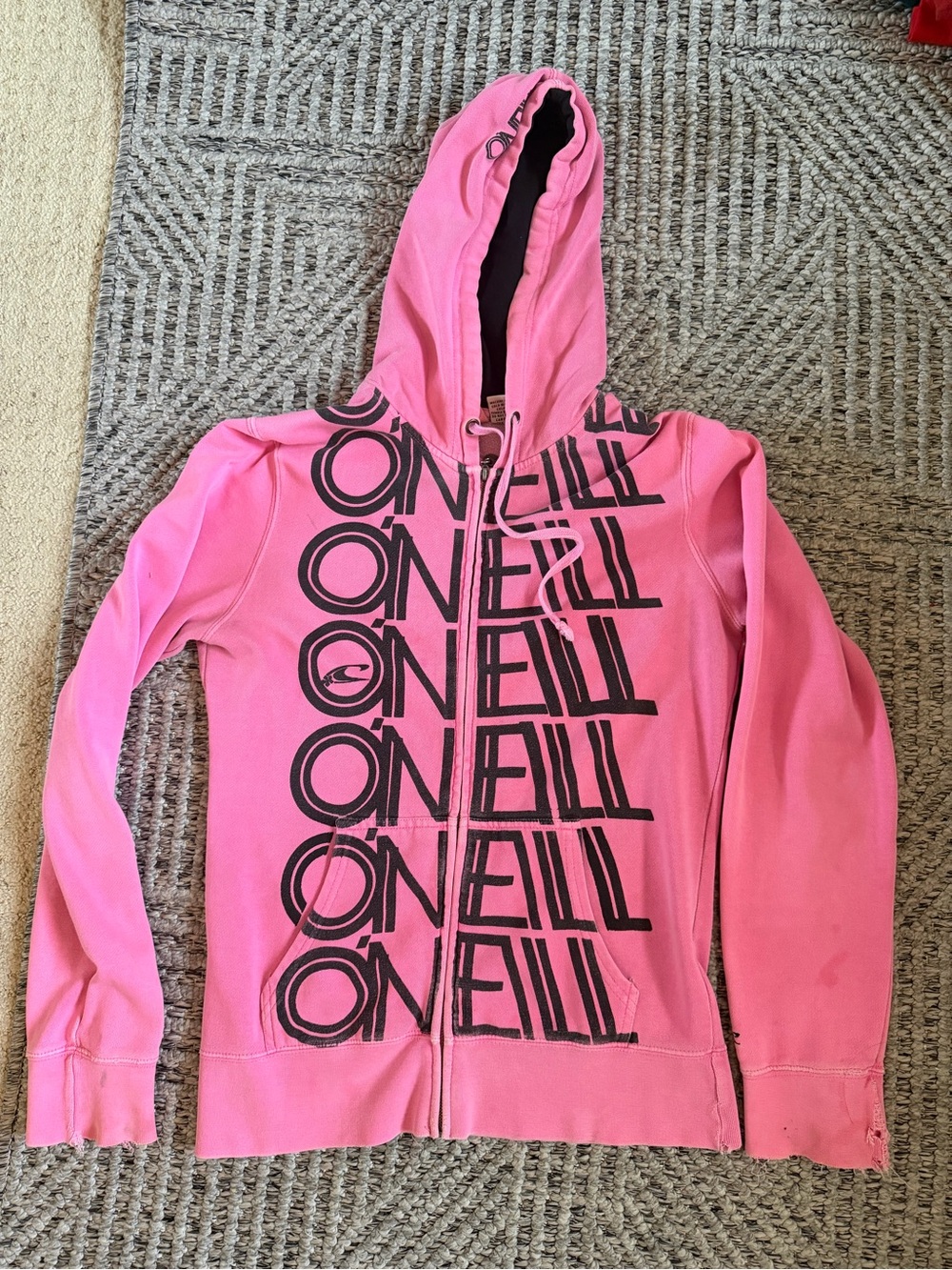 O'Neill Pink Zip-Up Hoodie with Bold Black Logo